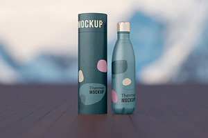 Thermo Bottle With Tube Mockup