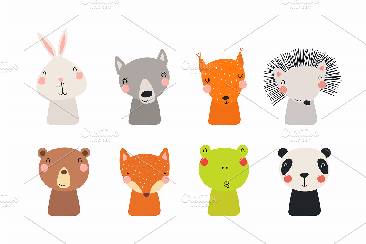Cute little animals set, an Animal Illustration by sceptical cactus