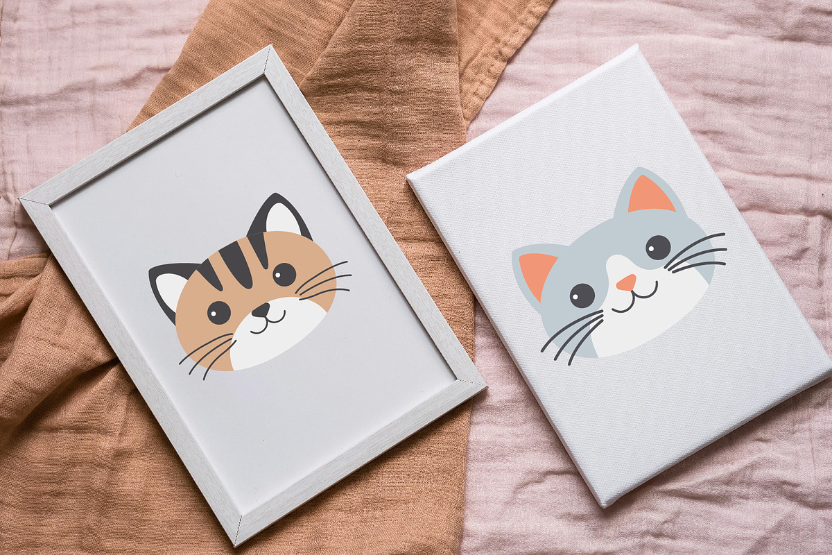 9 Adorable Kitty Head Illustration, an Illustration by jongcreative (Photo 3 of 4)