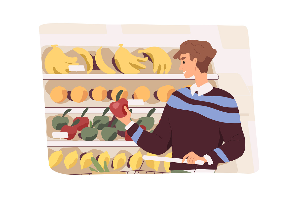 People choose food, supermarket set, a Food Illustration by Good Studio (Photo 3 of 9)