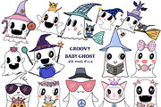Retro Groovy Baby Ghost, a Seasonal Illustration by Sense Library (Thumbnail 1 of 9)