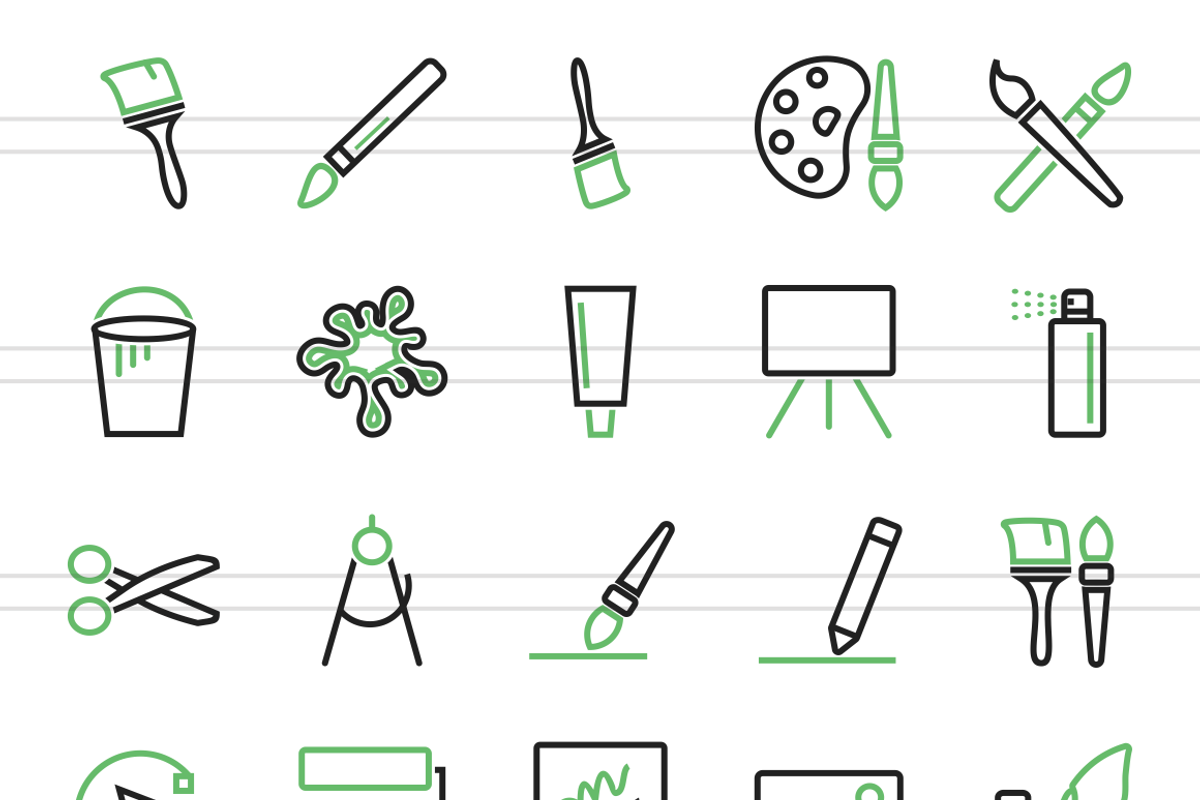 50 Art & Designing Green&Black Icons preview 2