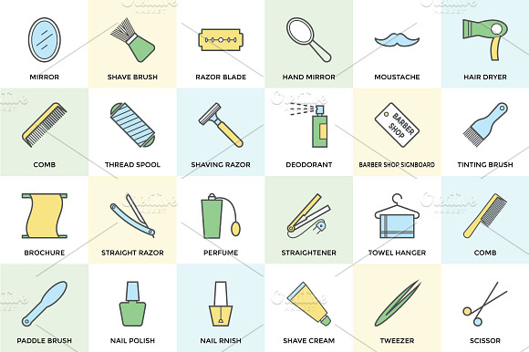 100 Hair Salon Or Barber Icons Set