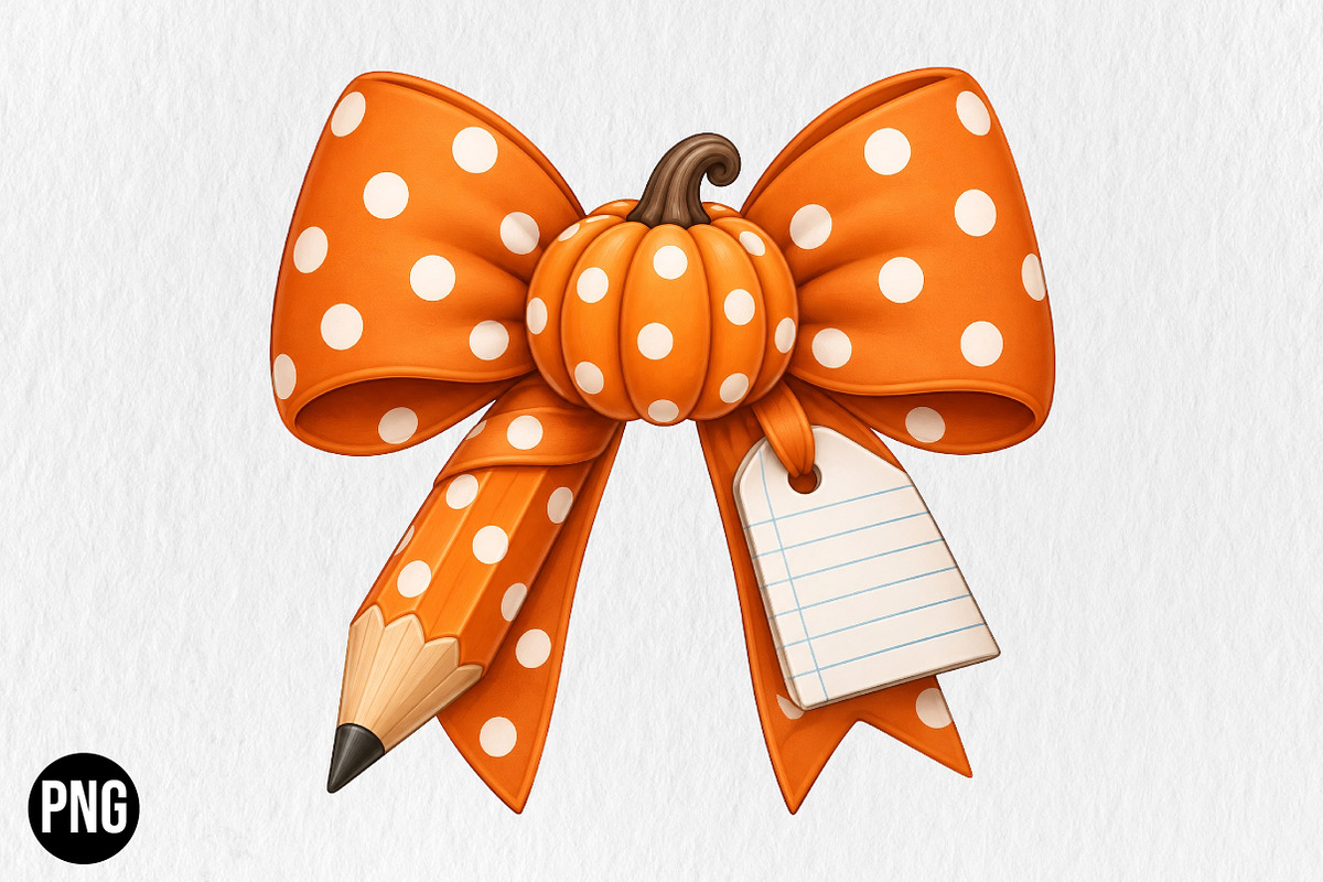 Personalized Fall Pumpkin Pencil Bow, a Seasonal Illustration by CraftArtStudio (Photo 1 of 4)