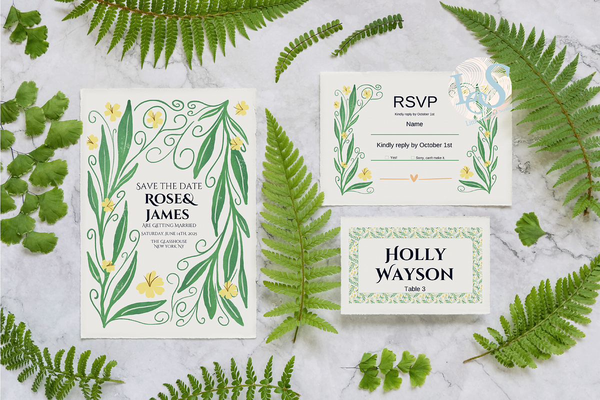 Botanical Wedding Invitation Suite, a Stationery Template by Little Creative Scribbles (Photo 6 of 7)