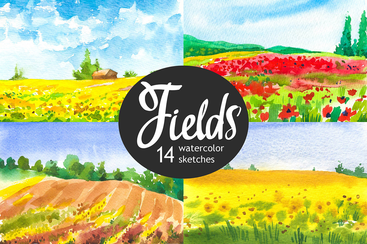 Watercolor Landscapes, a Graphic by Mona Monash (Photo 1 of 7)