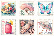 Coquette Summer Postage Stamp, an Illustration by OK Design (Thumbnail 3 of 5)