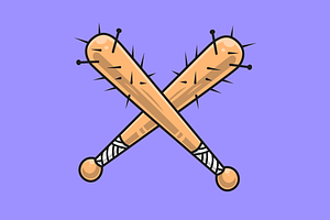 Baseball Stick With Nails Cartoon, an Object Illustration by Catalyst Labs