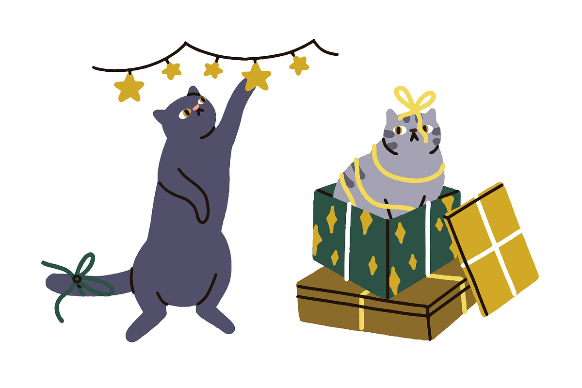 Cute, funny Christmas cats set, an Animal Illustration by Good Studio (Photo 16 of 22)