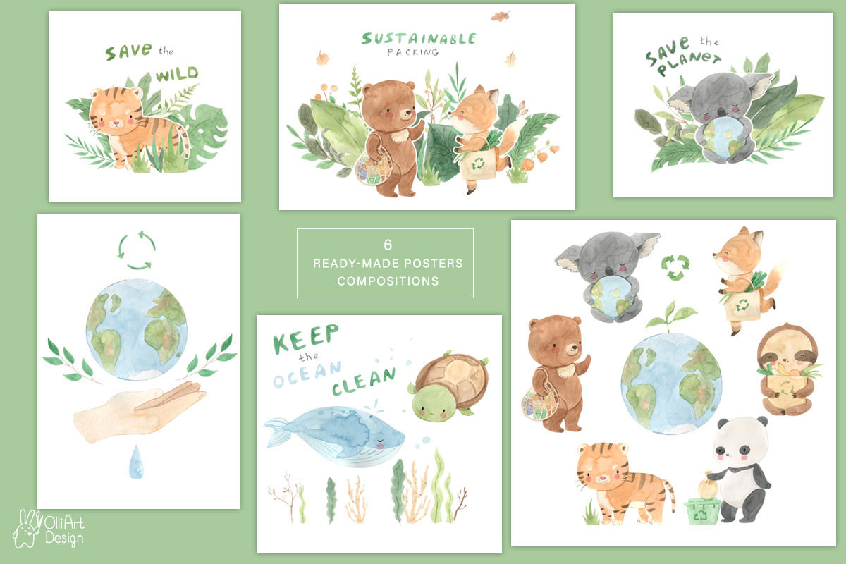 ETHICAL LIVING FRIENDS. Animals set, an Animal Illustration by OlliArtDesign (Photo 4 of 12)