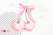 Coquette Cherries with Pink Bow, a Food Illustration by Chonnieartwork (Thumbnail 3 of 4)