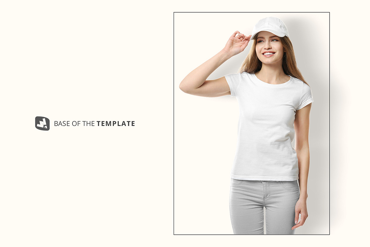 Women's Tshirt With Cap Mockup, a Shirt Mockup by Designertale (Photo 11 of 12)