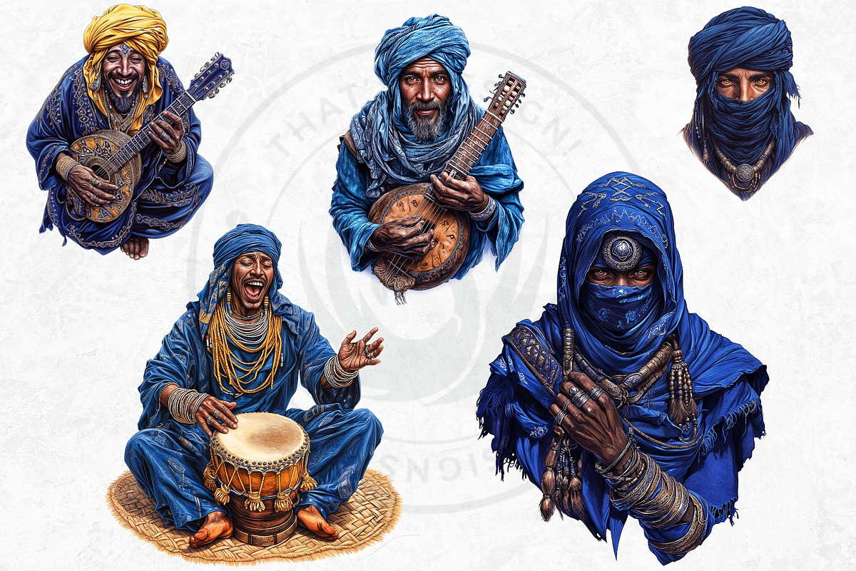 Berber Tuareg Man clipart set, a Person Illustration by ThatsDesignArt (Photo 4 of 10)