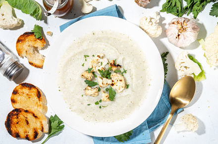 Homemade cauliflower cream soup, a Food & Drink Photo by Rimma