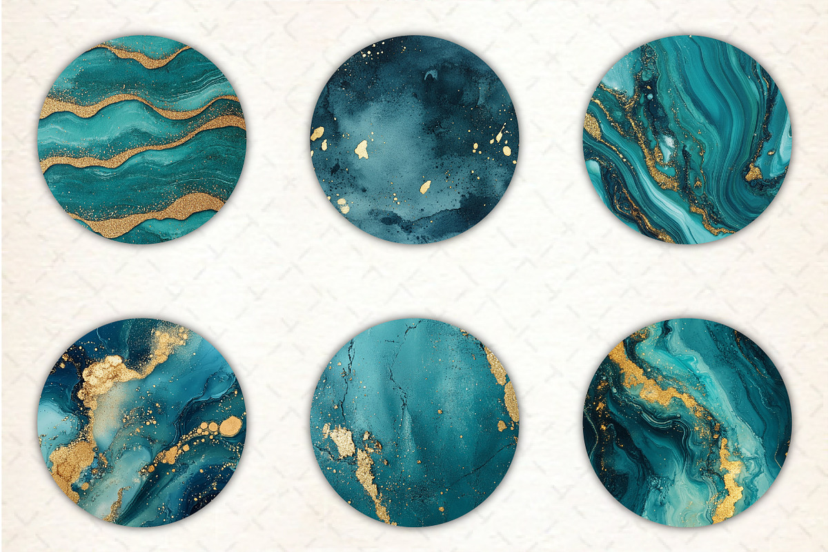 Teal and Gold Glitter Ink Textures, a Pattern Graphic by Libby Wishes (Photo 2 of 5)