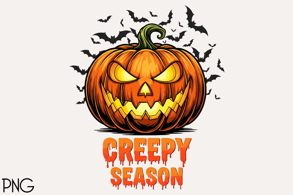 Spooky Halloween Pumpkin Creepy PNG, an Illustration by Black Bird Studio (Photo 1 of 4)