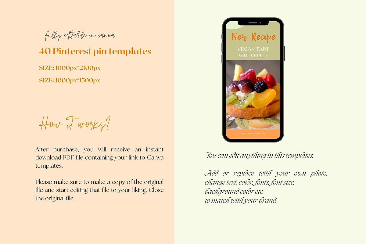 Pinterest Food Template Canva, a Social Media Template by Deepa Template Studio (Photo 5 of 10)