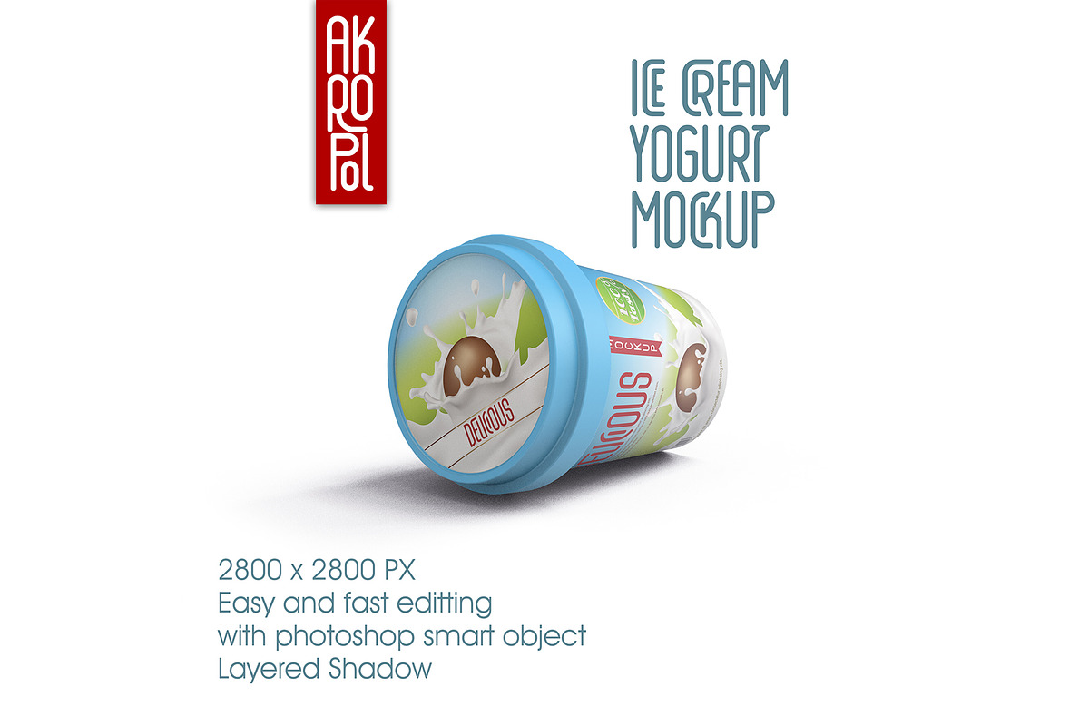 Yogurt Ice Cream Mockup, a Cups & Container Mockup by akropol (Photo 3 of 6)