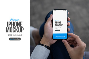 iPhone Mockup Seated Neutral, an iPhone Mockup by SimplDesign