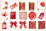 Red Vintage Fall Ephemera Clipart, an Illustration by Rose Art (Thumbnail 2 of 7)