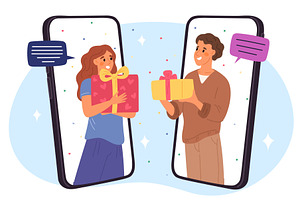 People celebrate holiday. Man and, a Technology Illustration by Vectorbuum