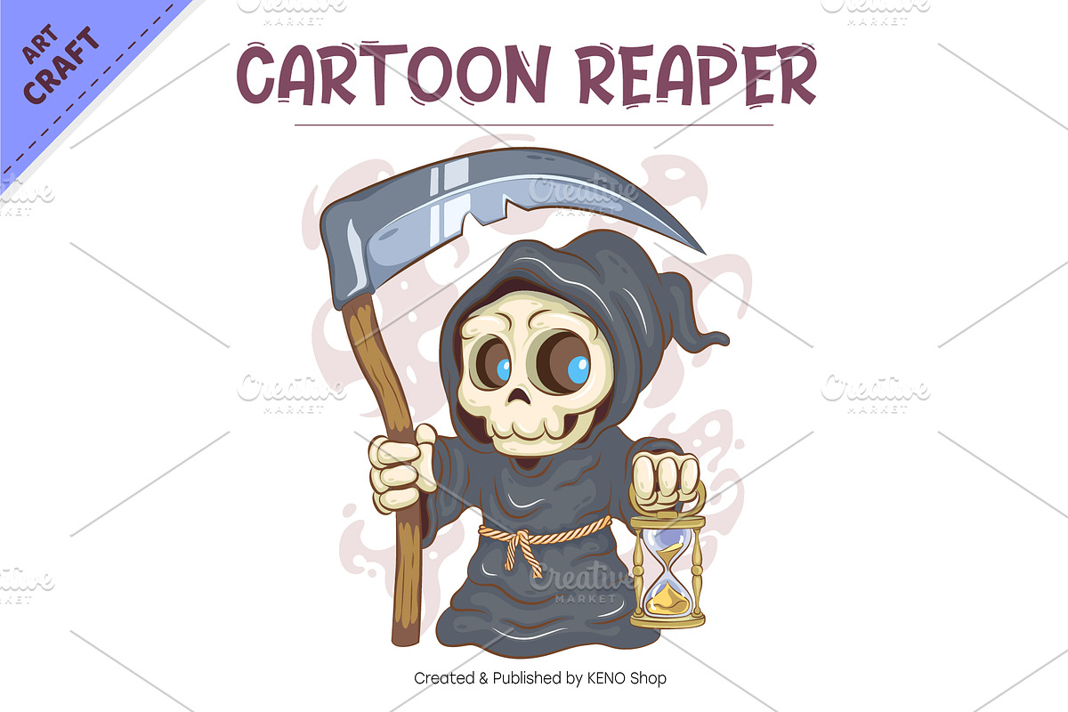 Cute Cartoon Reaper. Crafting, an Animal Illustration by KENO Mascots (Photo 2 of 3)