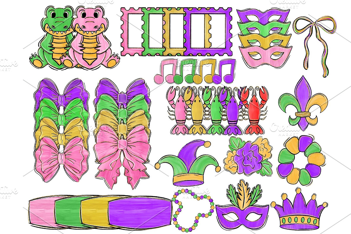 Mardi Gras Clipart, a Seasonal Illustration by Krafty Digital Designs (Photo 2 of 3)