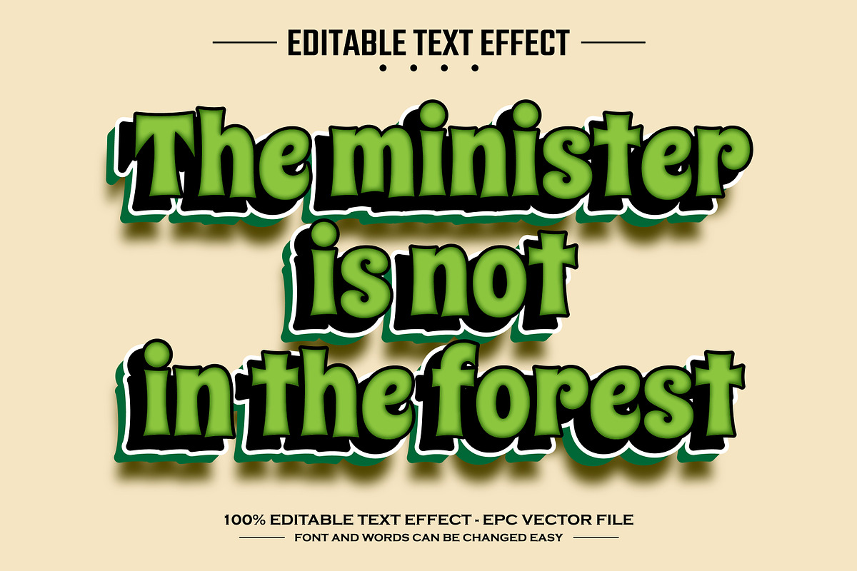 The minister 3D editable text effect, a Layer Style Add-On by nicemorning (Photo 1 of 3)