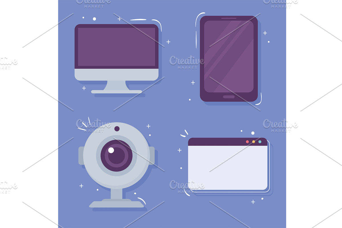 webcam and gadgets icons, a Technology Illustration by studiogstock