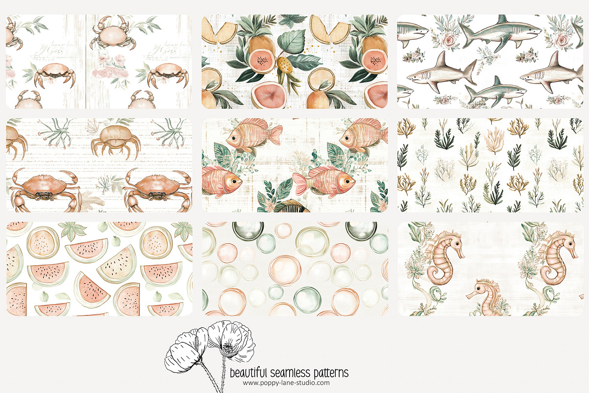 70 tropical beach seamless pattern, a Pattern Graphic by Poppy Lane Studio