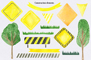 Watercolor Construction clipart, a Decorative Illustration by WatercolorColorDream (Thumbnail 4 of 12)