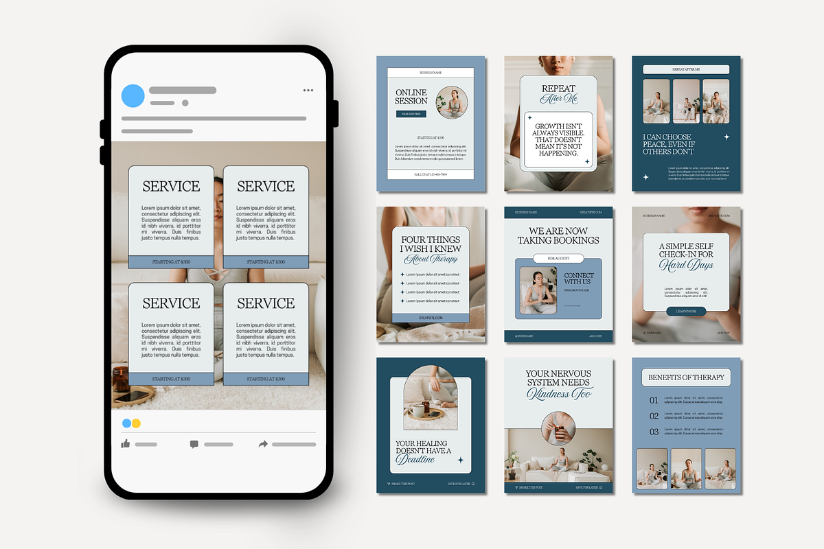 Therapy Instagram Templates, a Social Media Template by Anna Design Studio (Photo 4 of 9)