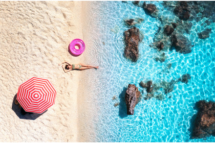 Aerial view of the beautiful woman