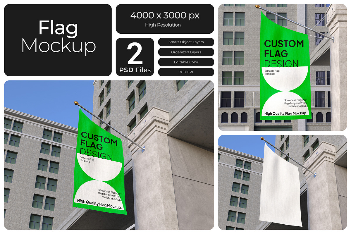 Flag Mockup, an Advertising Mockup by Bartama Graphic (Photo 1 of 4)