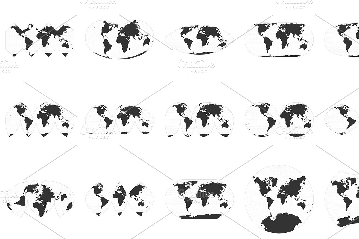 100 World Projections Vector Set, an Education Illustration by Eugene Ga (Photo 1 of 7)