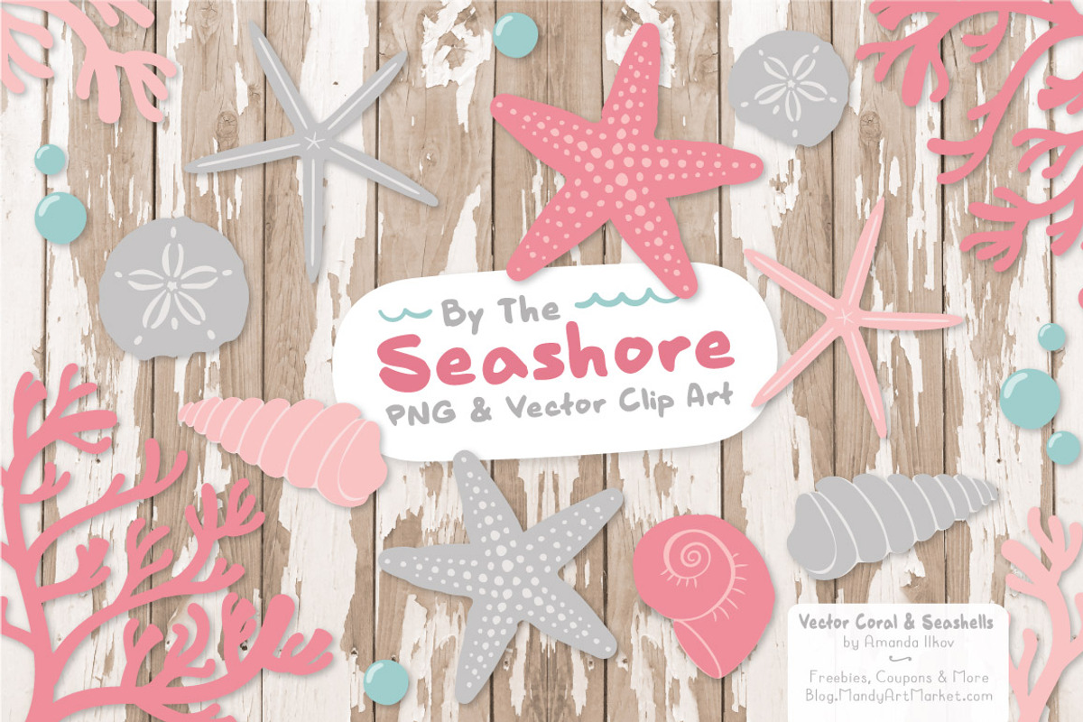 Pink & Grey Vector Seashells, an Illustration by Amanda Ilkov (Photo 2 of 5)