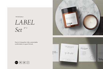 Printable Candle Label Set • No.3, a Templates & Theme by sjá