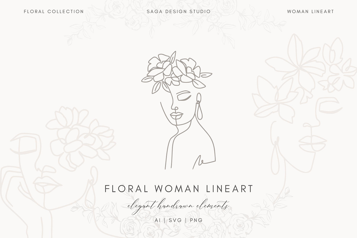 Minimalist Floral Woman Lineart, an Illustration by Saga Design Studio (Photo 1 of 5)