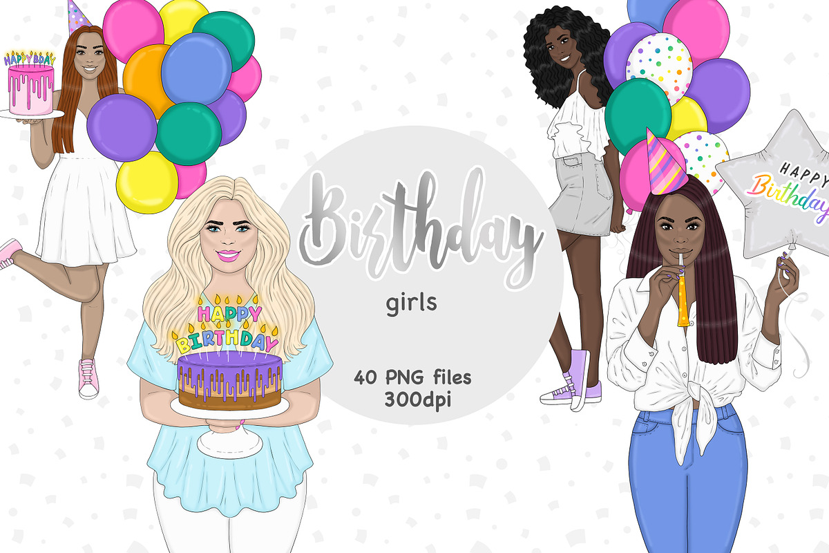 Birthday Girl Clipart, an Illustration by GlamArtZhanna (Photo 1 of 4)