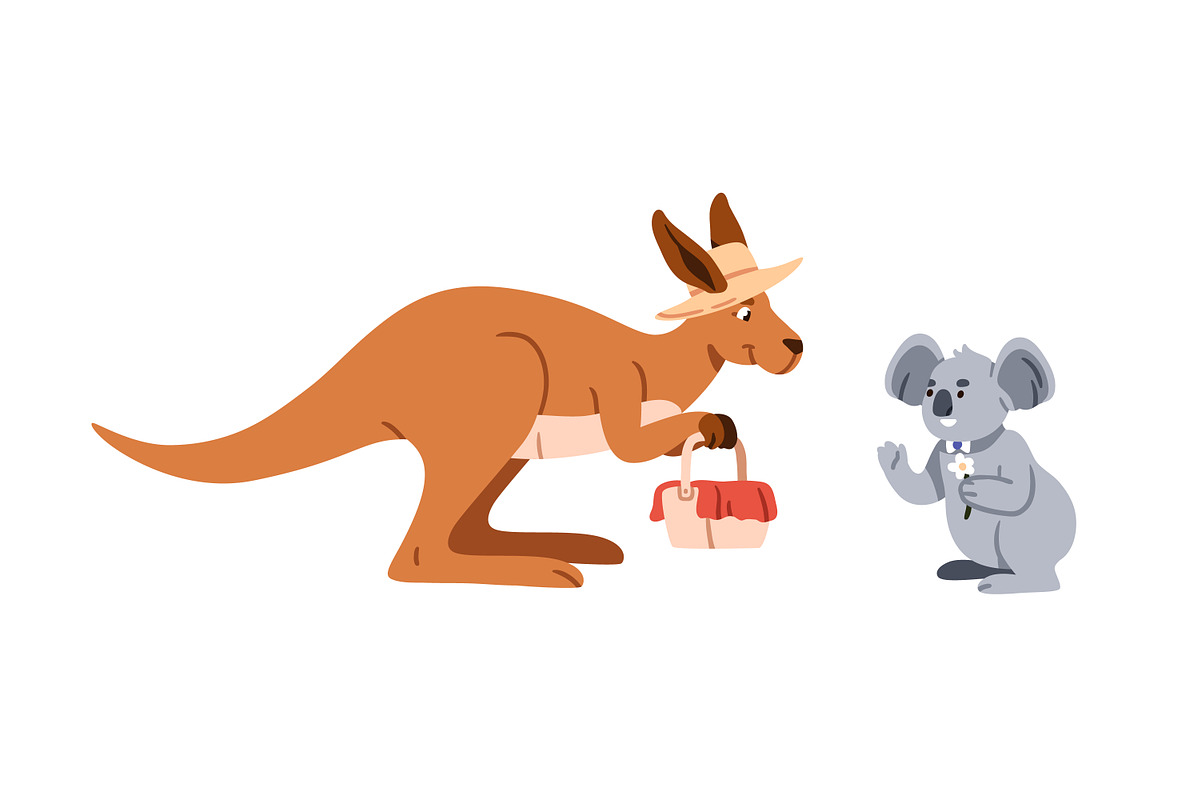 Cute happy kangaroo animals set, an Animal Illustration by Good Studio (Photo 2 of 15)