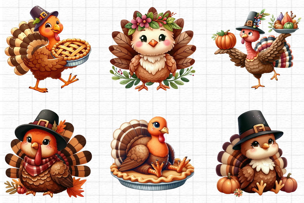 Watercolor Thanksgiving Clipart, a Seasonal Illustration by Daily.Designs