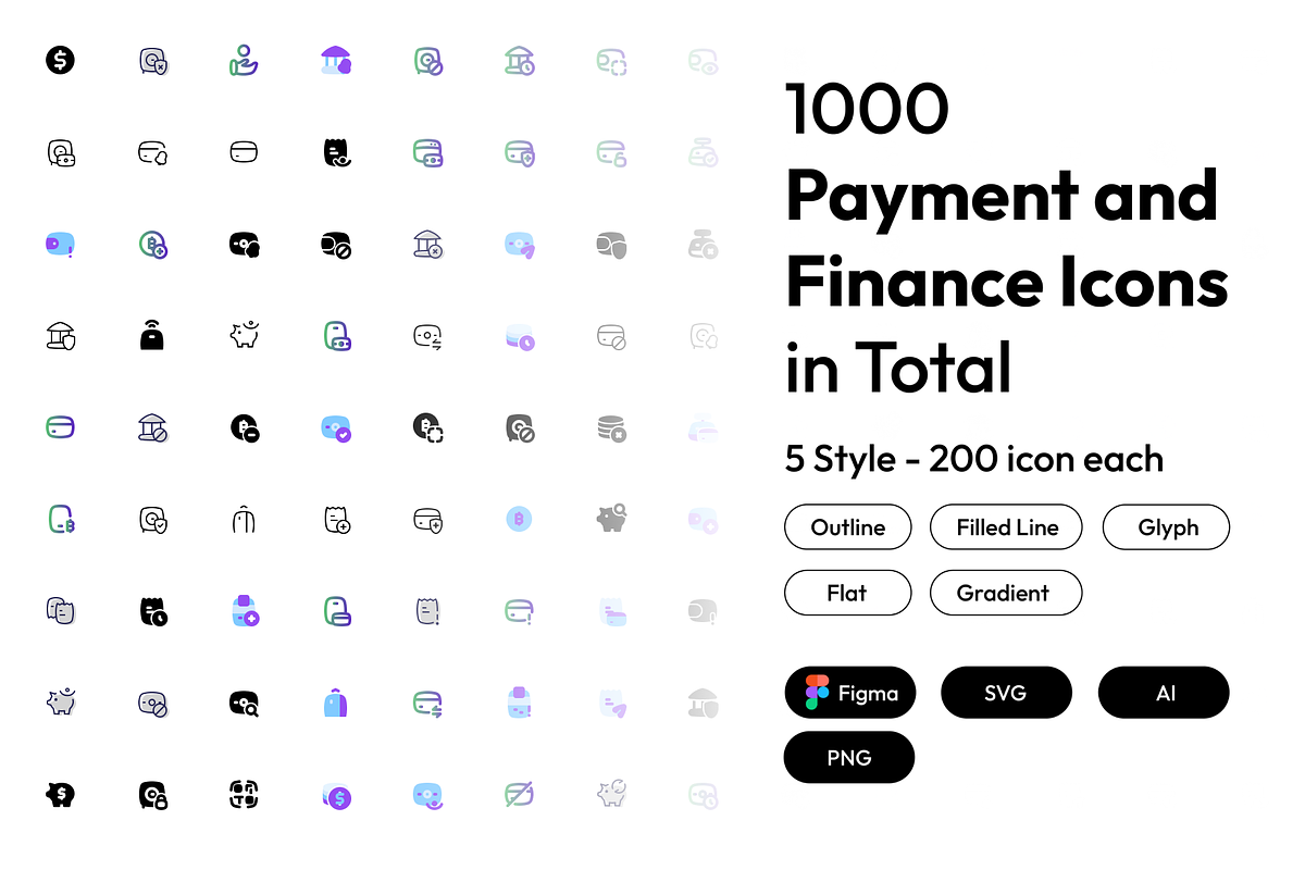 5 Style Set of 1000 Finance Icons, a Duotone Icon by Directico Design Kit (Photo 1 of 8)
