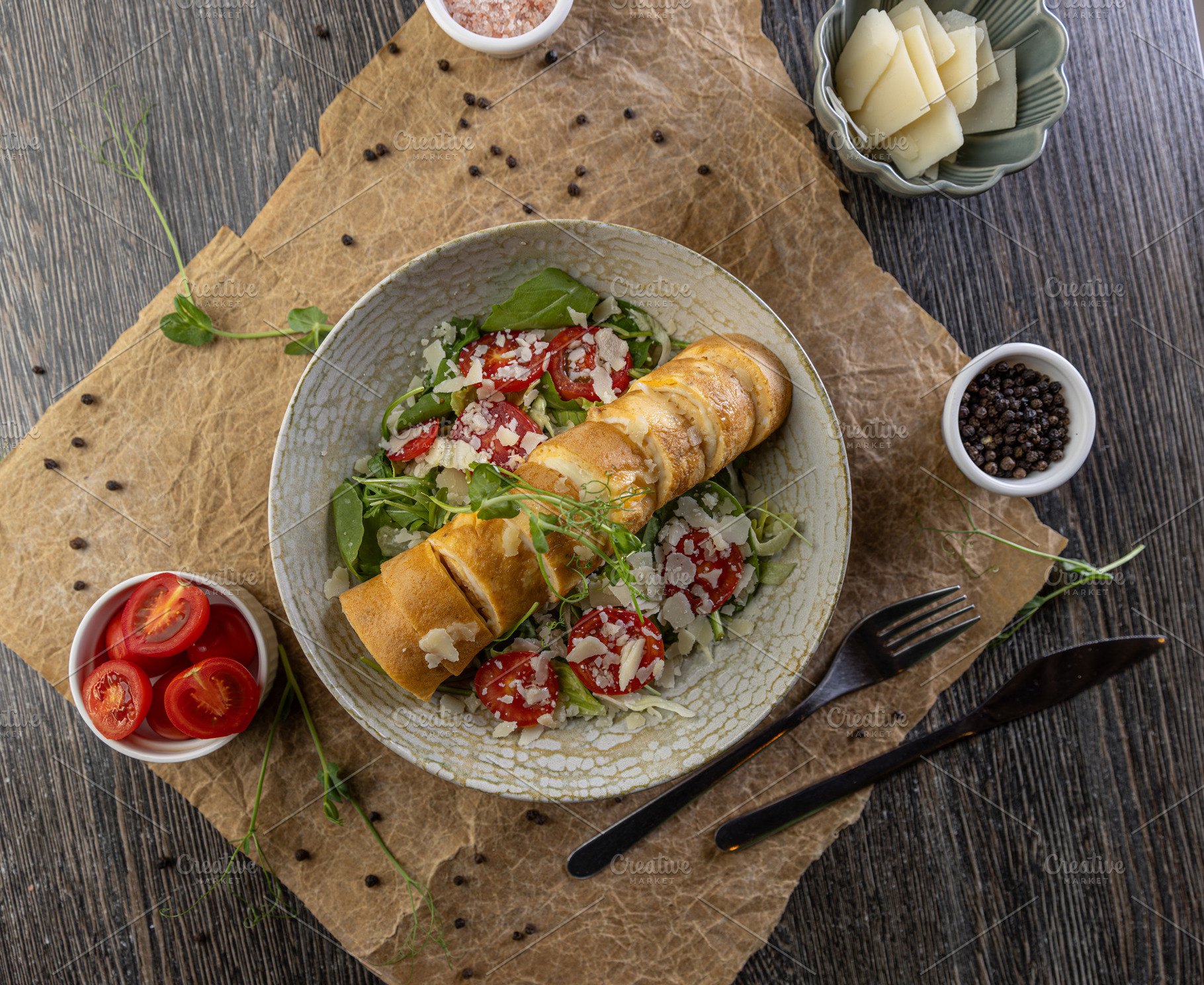 Top view of roll omelette, a Photo by Grafvision photography