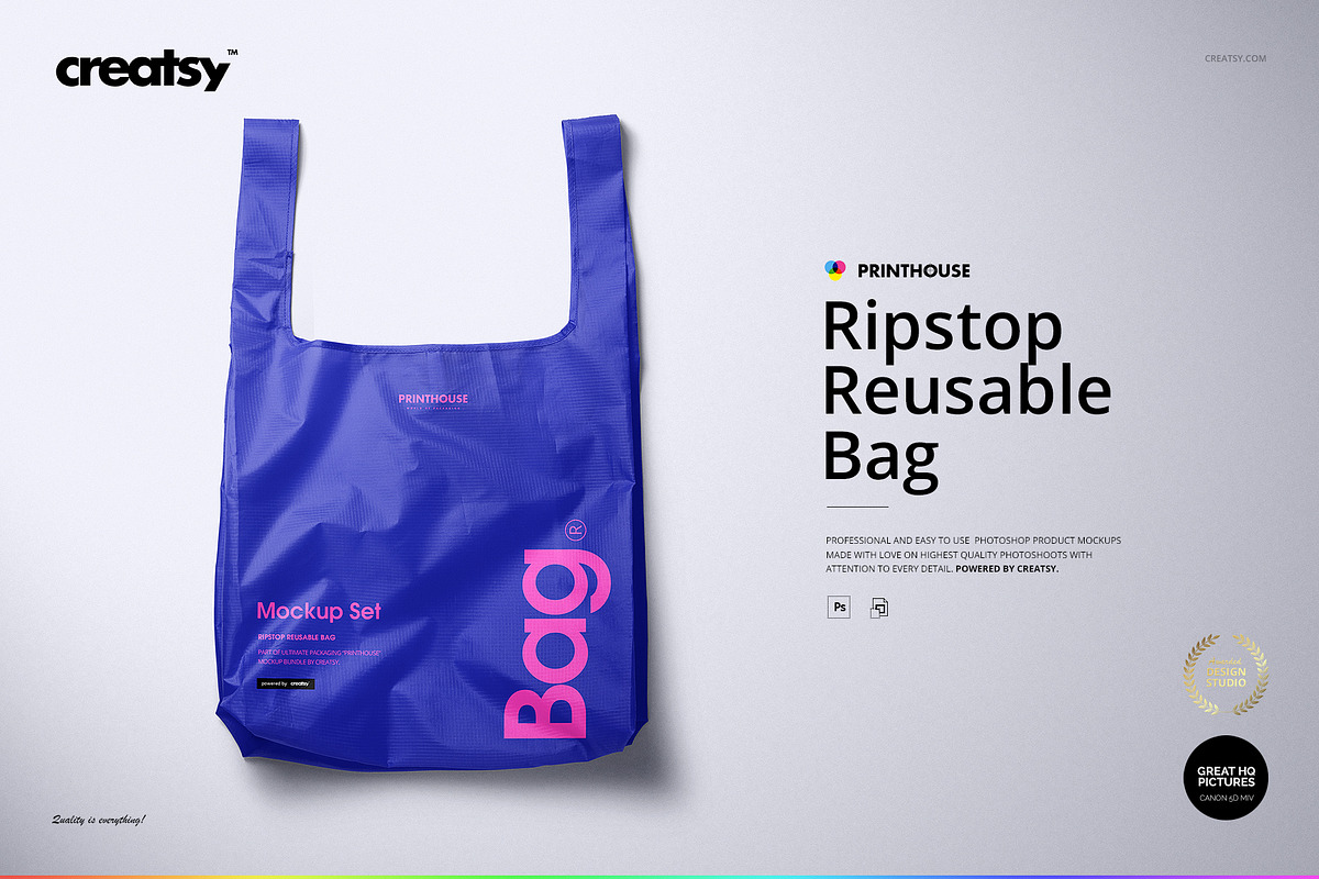 Ripstop Reusable Bag Mockup Set, a Household Mockup by creatsy5 (Photo 1 of 13)
