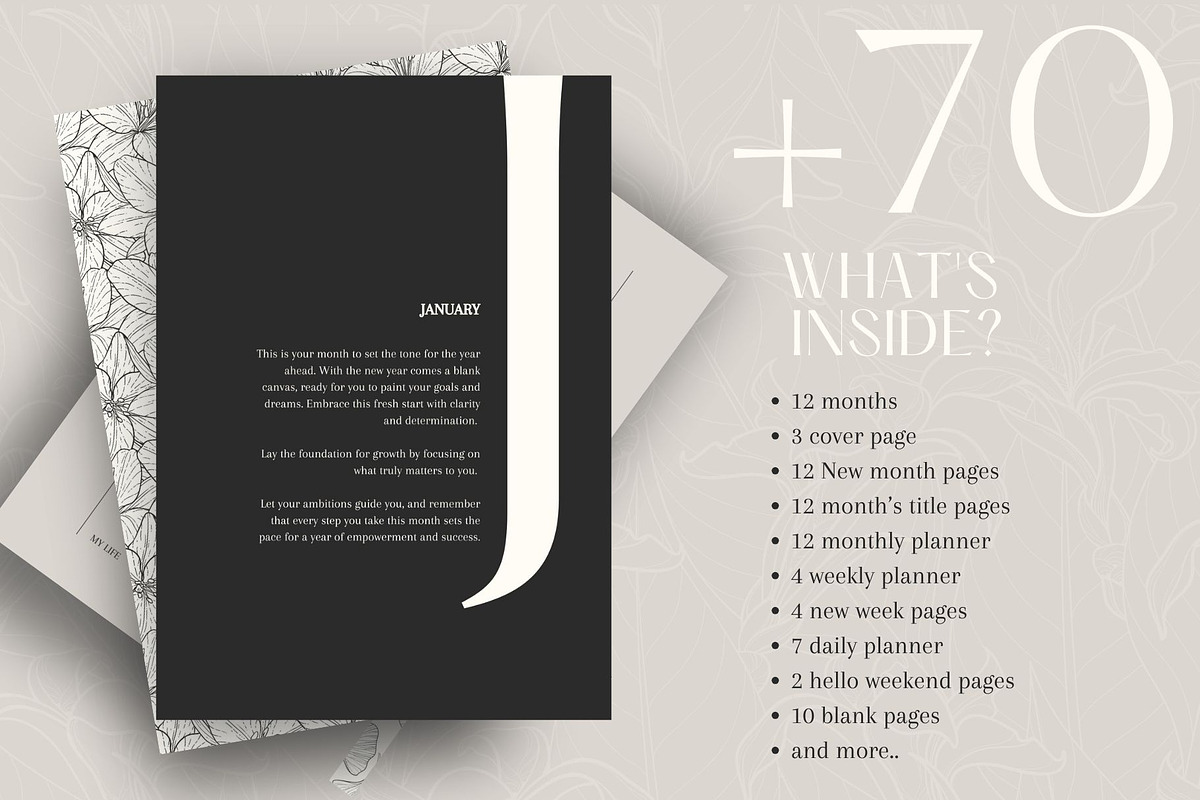 Classy Yearly Life Planner Template, a Stationery Template by Marketello Studio (Photo 2 of 12)