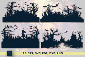 Paper Cut Halloween Scary Silhouette