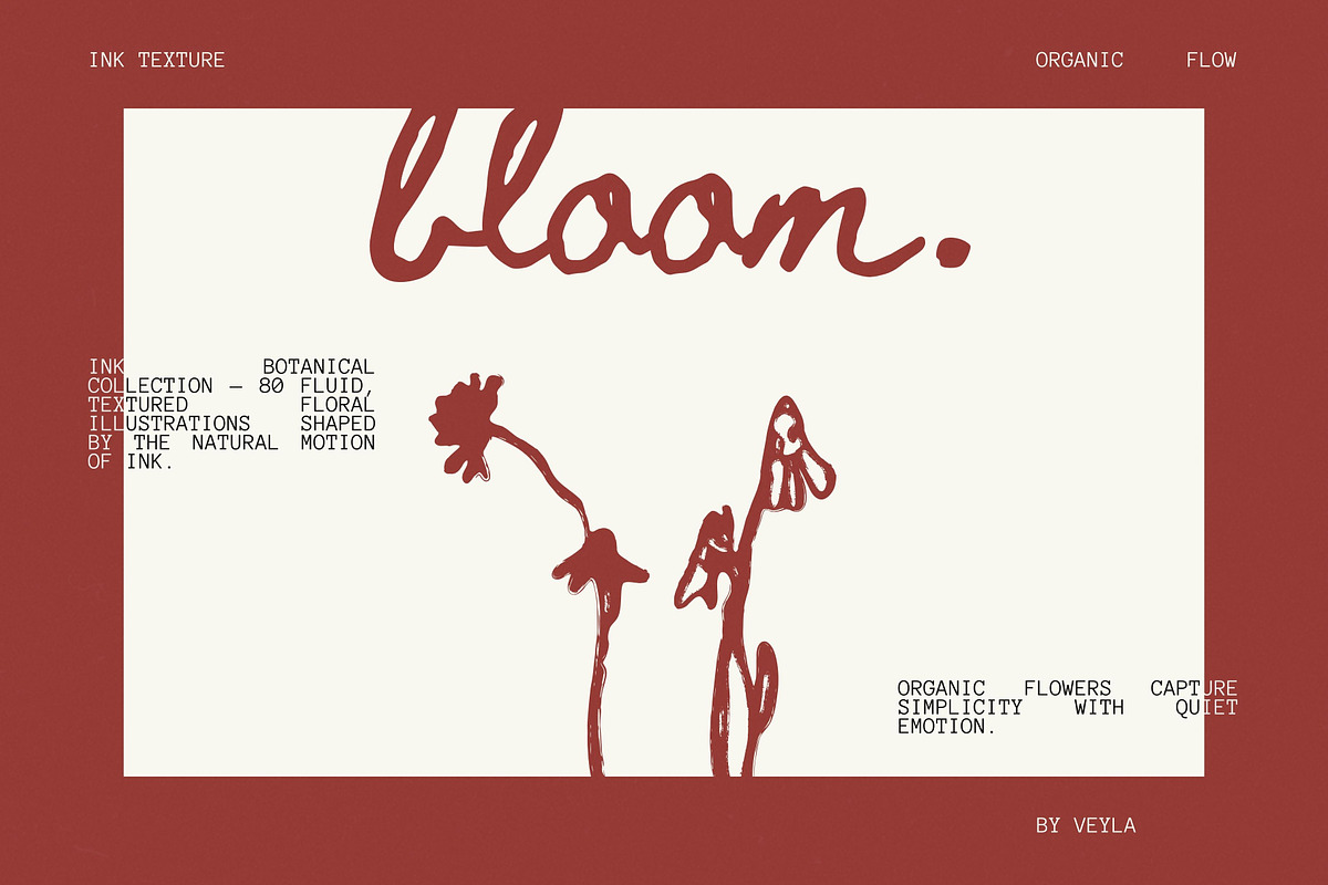 Bloom: 80 Ink Botanical Pack, a Decorative Illustration by Veyla (Photo 2 of 17)
