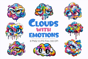 Emotional Clouds Set. PNG, an Animal Illustration by KENO Mascots