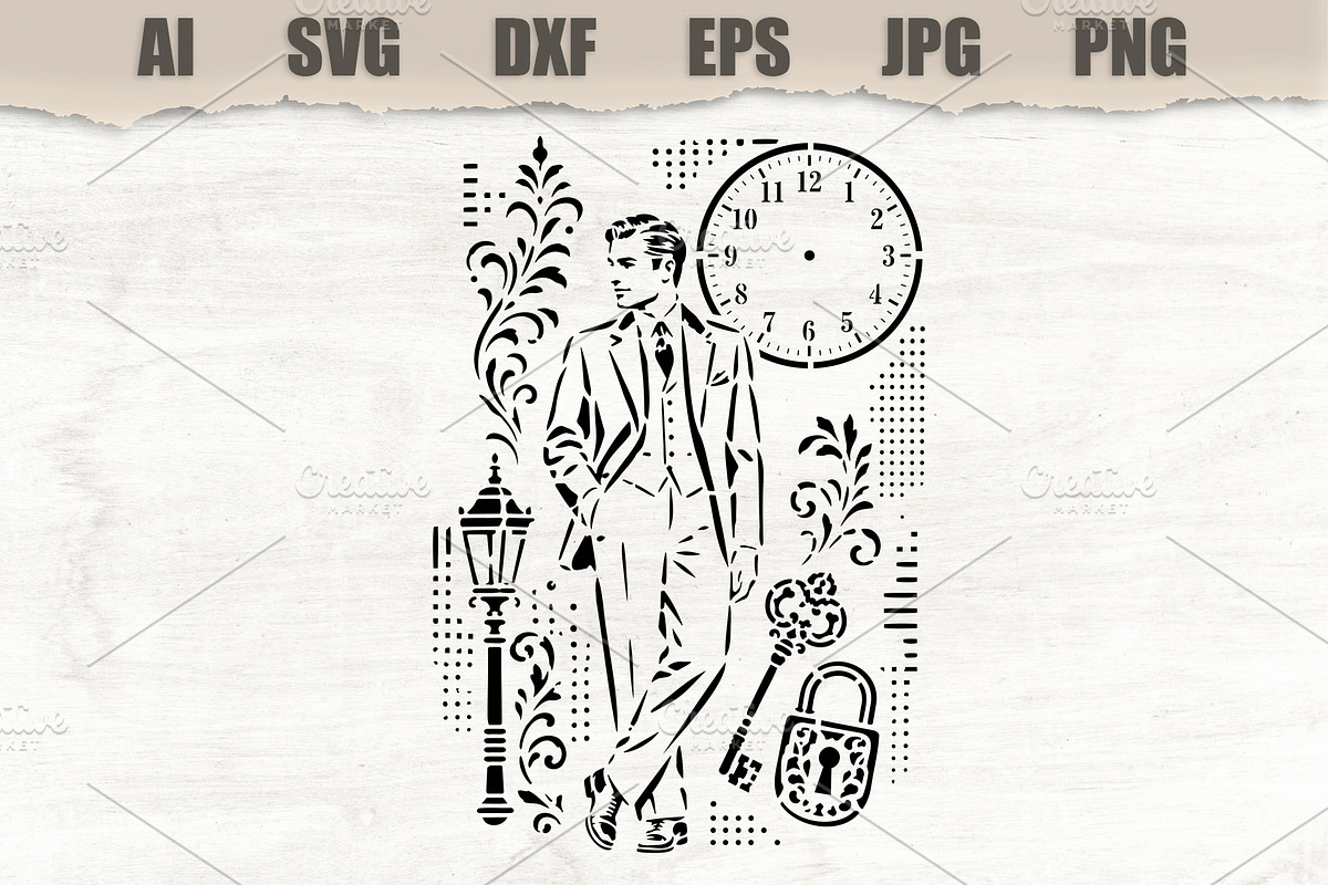 Stencil Vintage Gentleman, a Person Illustration by MARYCRAFTIRIA (Photo 1 of 3)