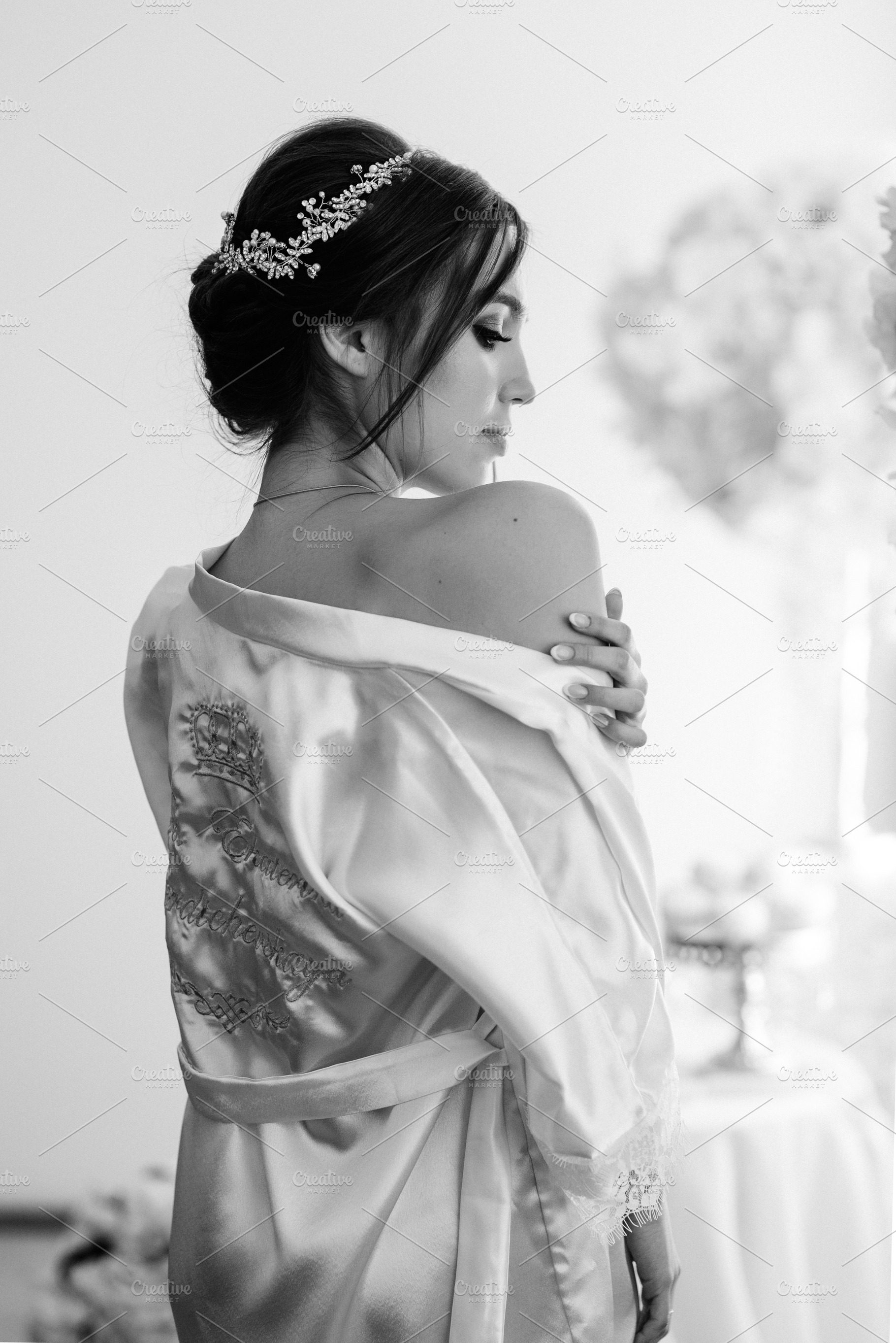 bride young girl in lingerie in the morning in the room, a Person Photo by Weddings, People, Travel